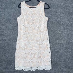 Eliza J Women’s 12 White Floral Lined Crochet Lace Mini Dress Wedding Feminine